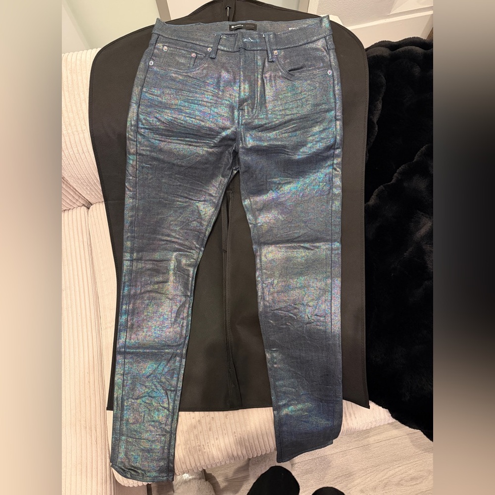 Iridescent, Oil Slick Skinny Jeans